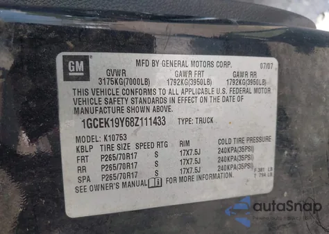 2008 Chevrolet Silverado 1500 Ltz from USA, damaged, VIN 1GCEK19Y68Z111433